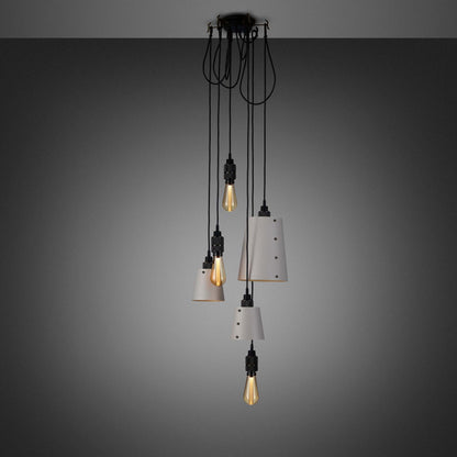 Hooked Mix Multi Light Pendant Light in Stone/Smoked Bronze (6-Light).