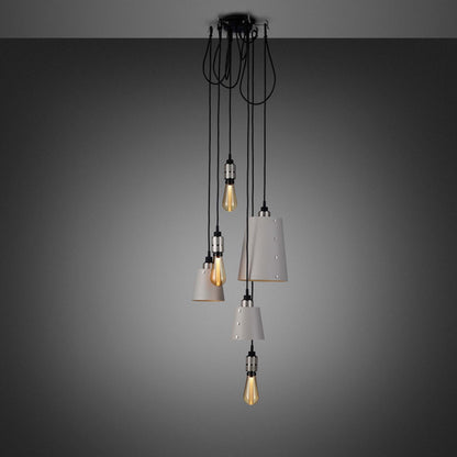 Hooked Mix Multi Light Pendant Light in Stone/Steel (6-Light).