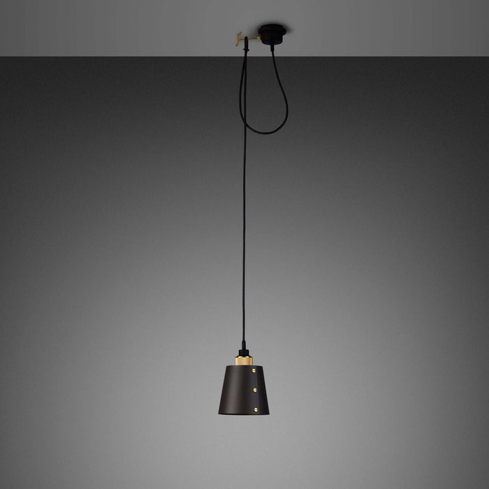Hooked Pendant Light in Graphite/Brass (Small).
