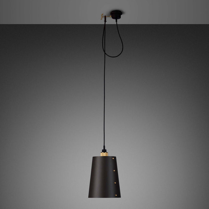 Hooked Pendant Light in Graphite/Brass (Large).