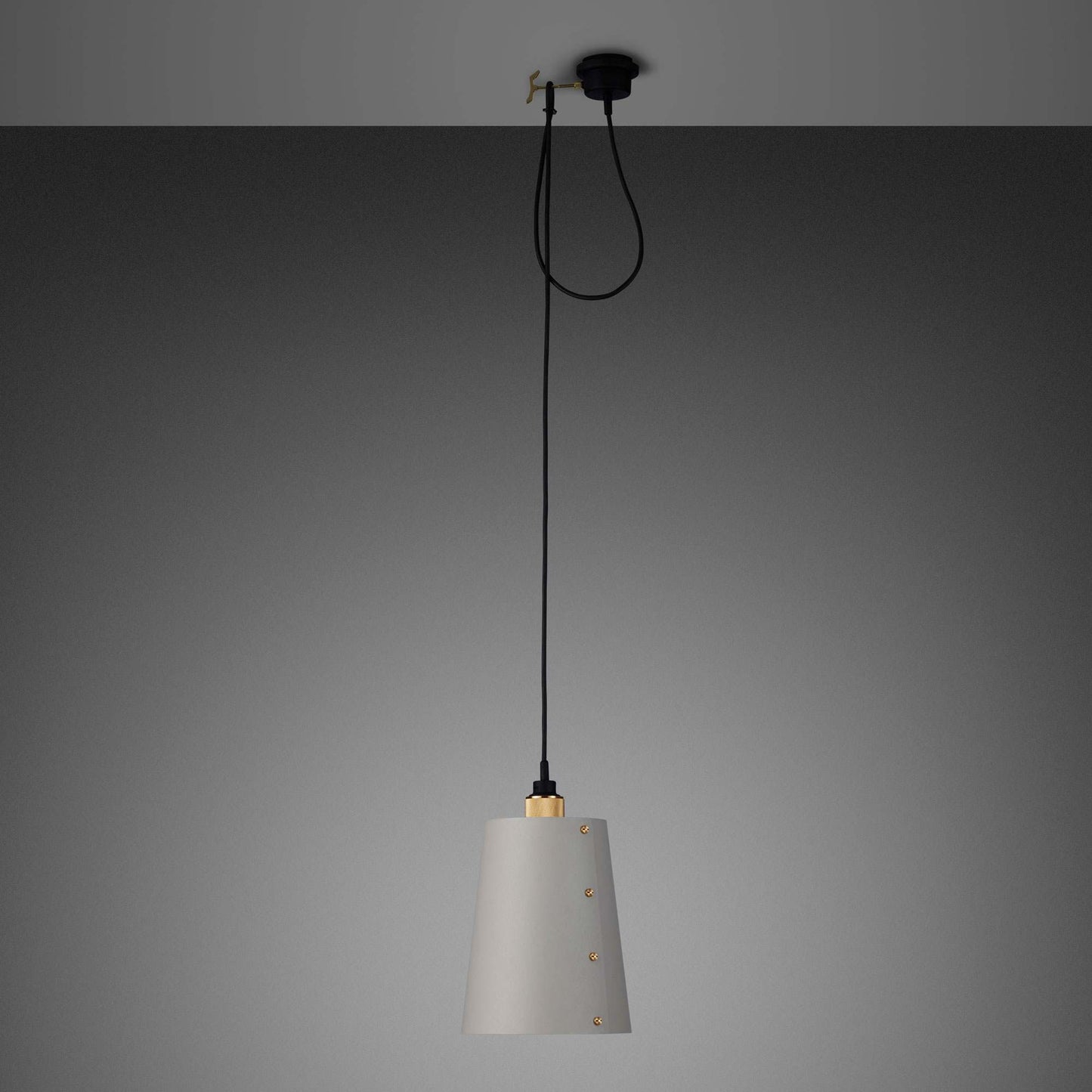 Hooked Pendant Light in Stone/Brass (Large).