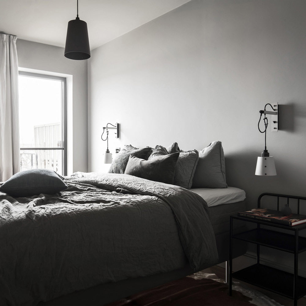 Hooked Pendant Light in bedroom.