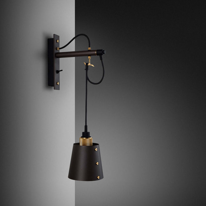 Hooked Wall Light in Graphite/Brass (Small).