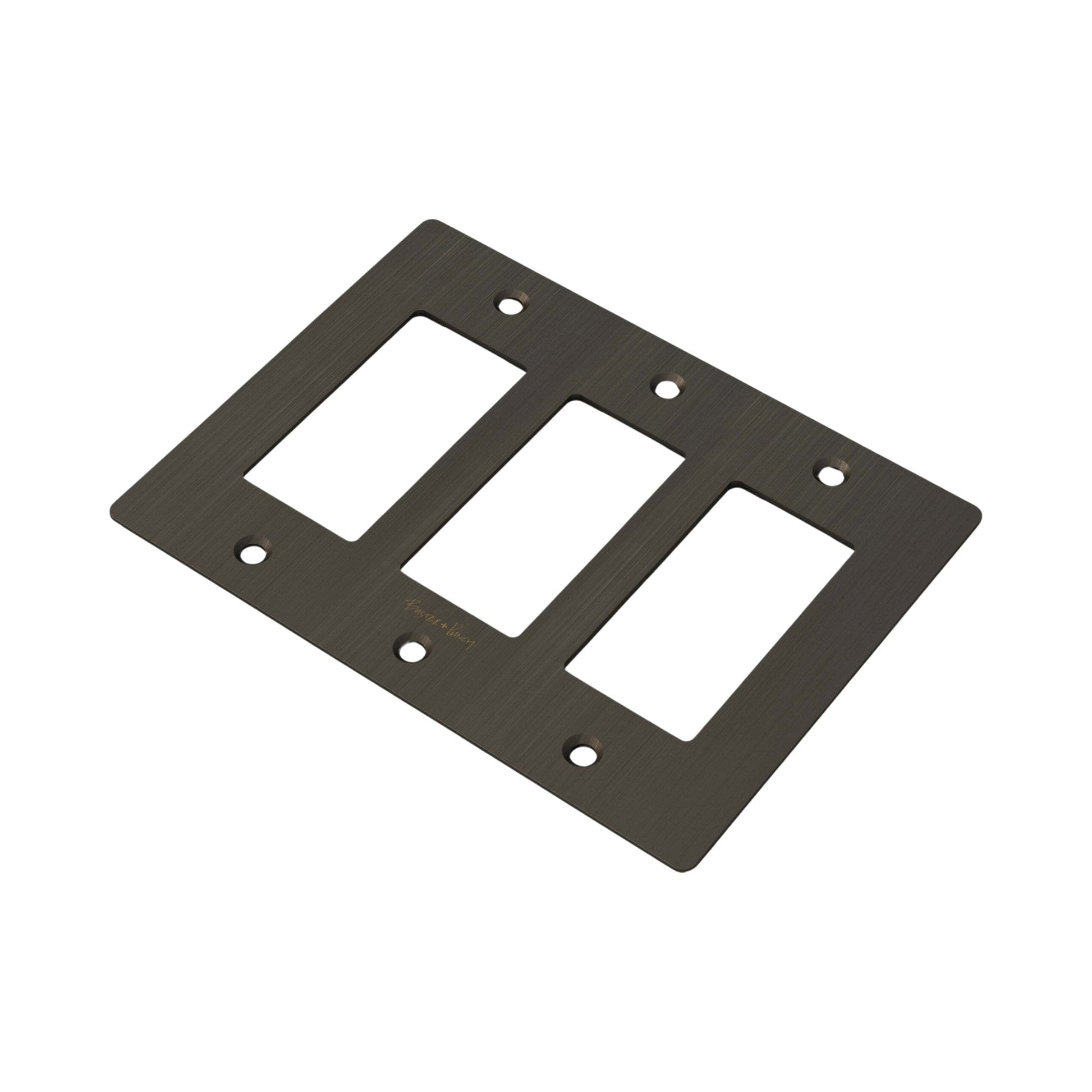 Wall Plate in Smoked Bronze/Logo (3-Gang).