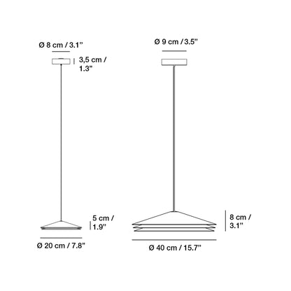 Colette LED Pendant Light - line drawing.