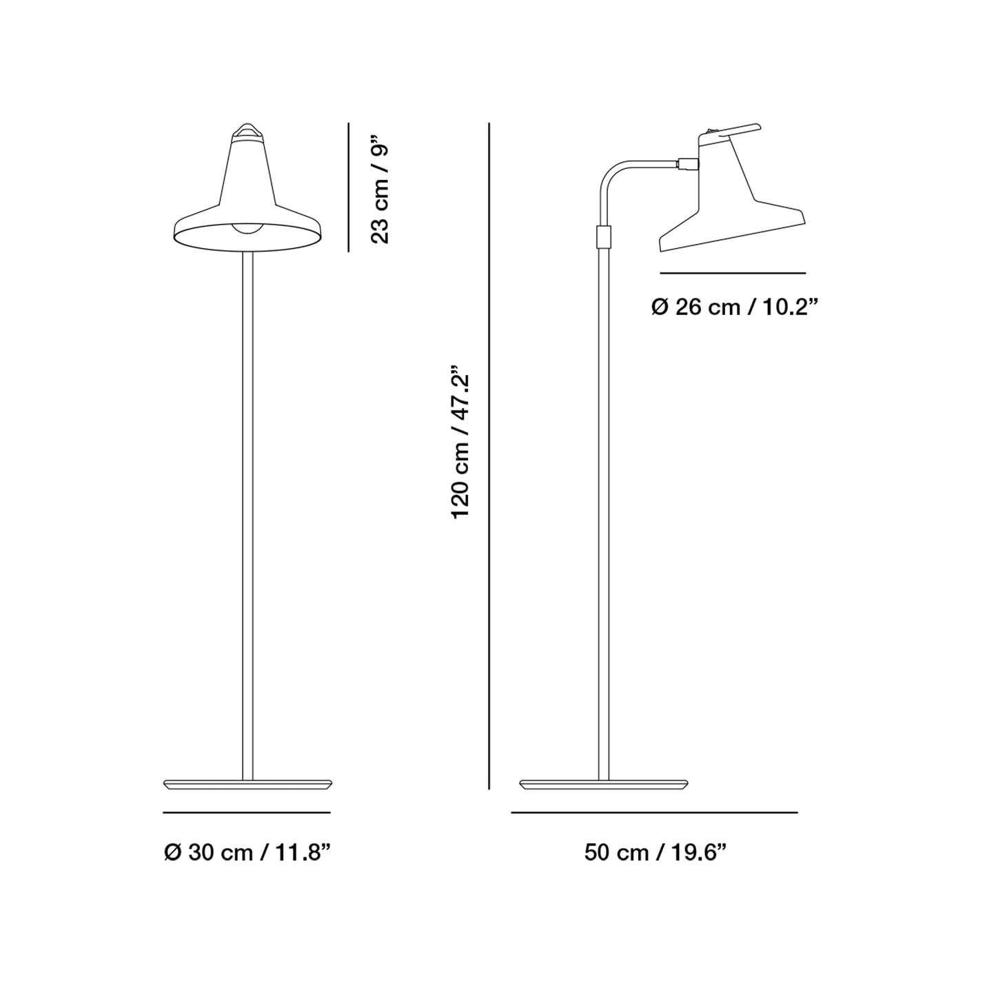 Garçon Floor Lamp - line drawing.