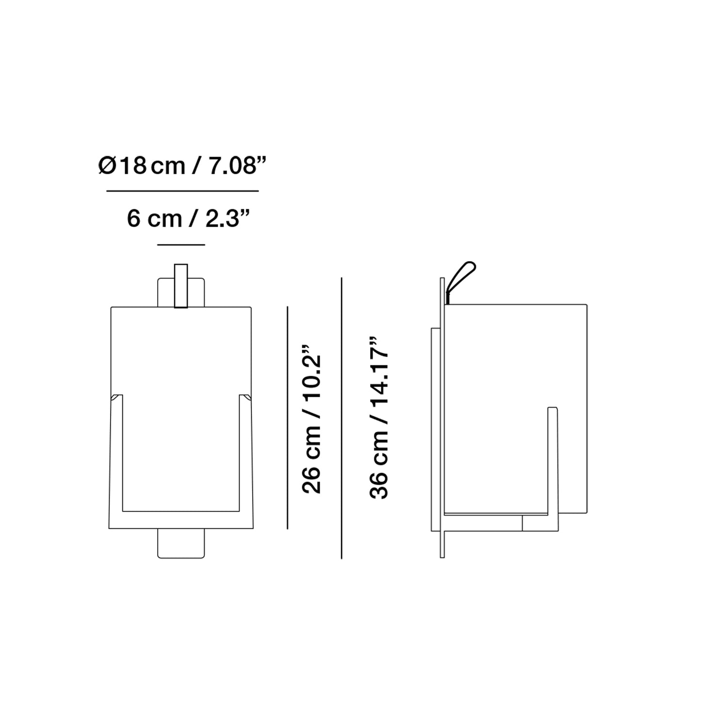 Greta Wall Light - line drawing.