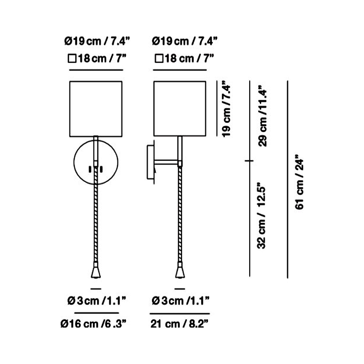 Hotel-Python LED Wall Light - line drawing.