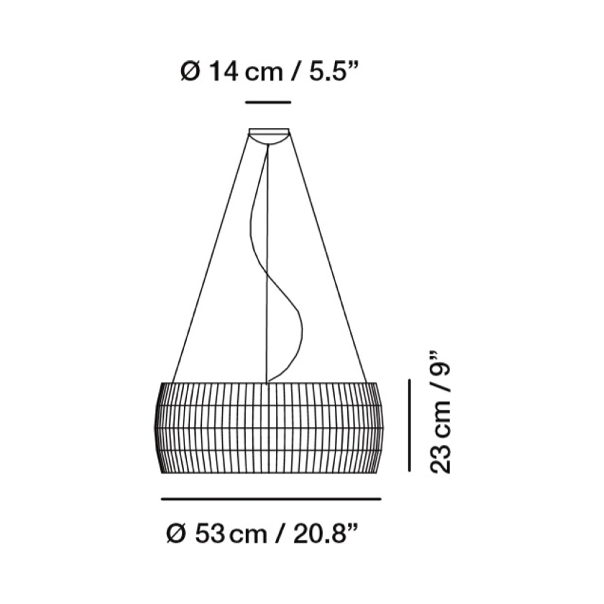 Isamu Pendant Light - line drawing.