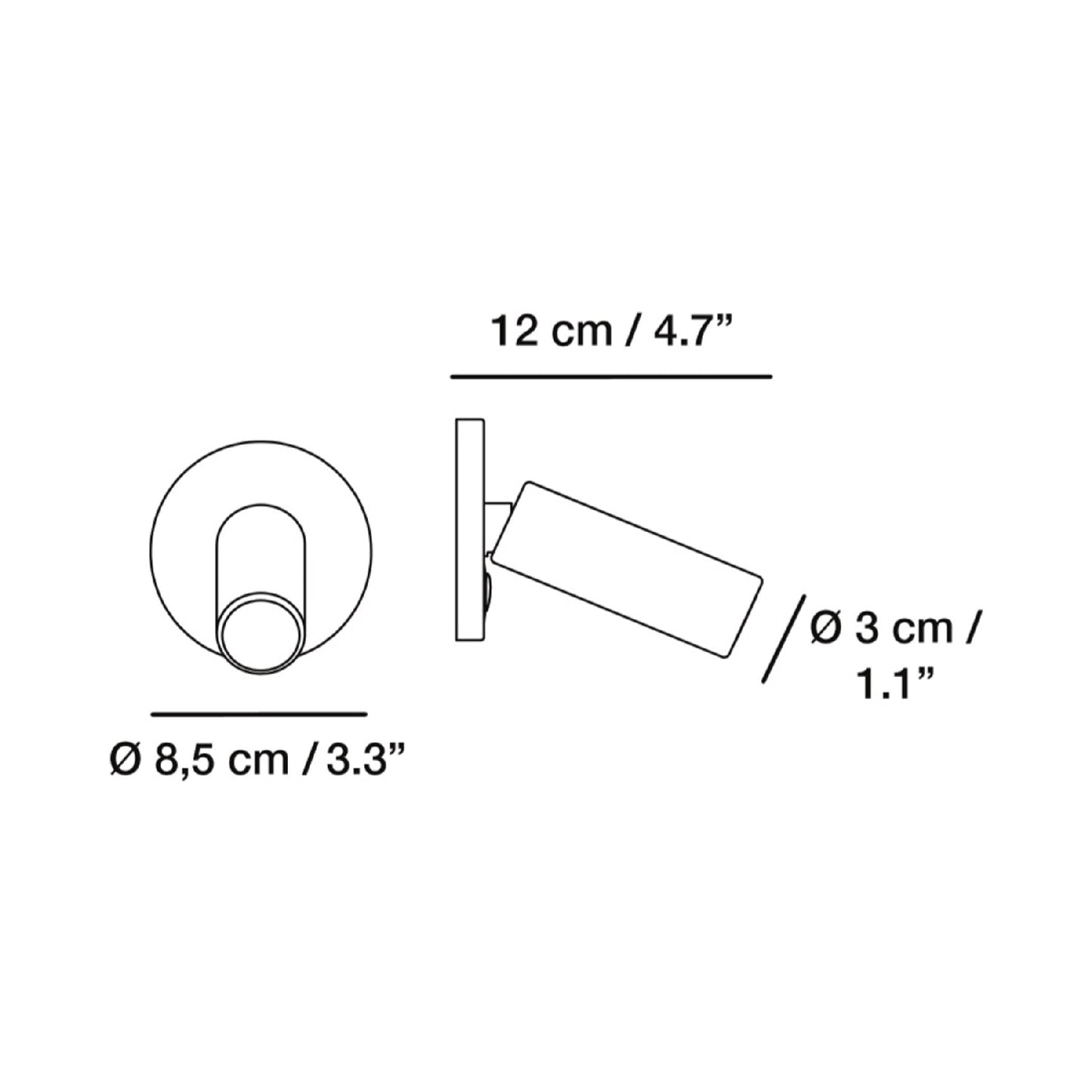 Jerry LED Wall Light - line drawing.