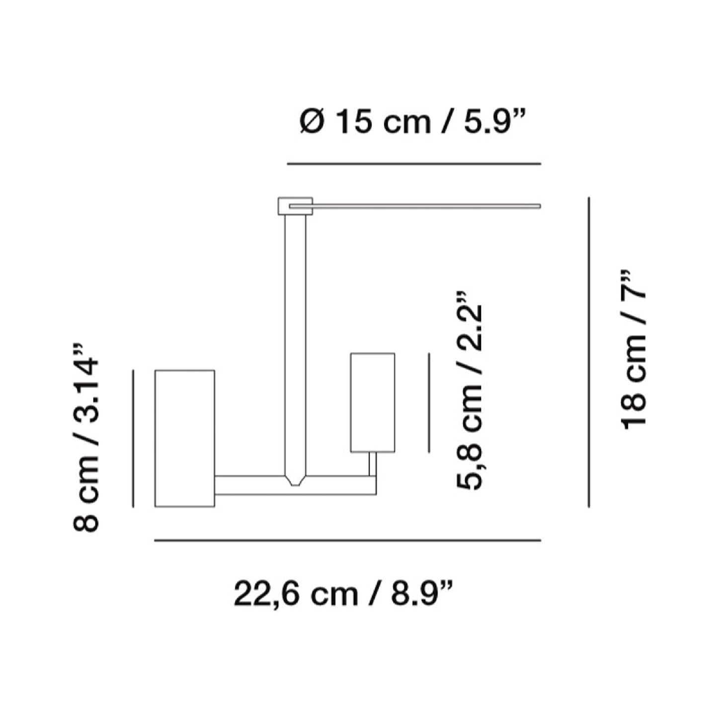 Kelly LED Wall Light - line drawing.