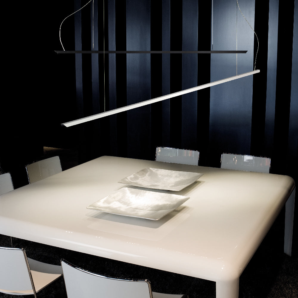 Lineal LED Pendant Light in dining room.