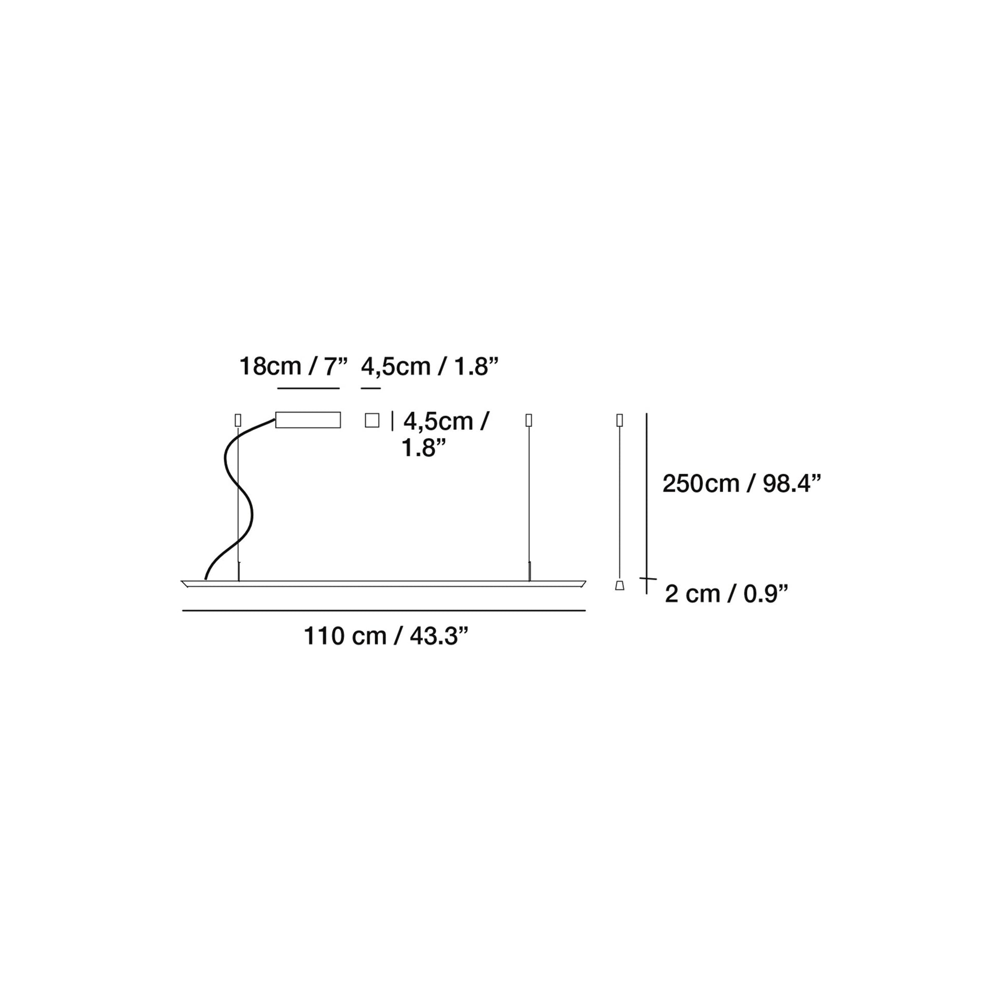 Lineal LED Pendant Light - line drawing.