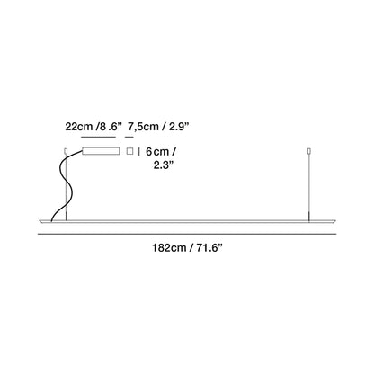 Lineal LED Pendant Light - line drawing.