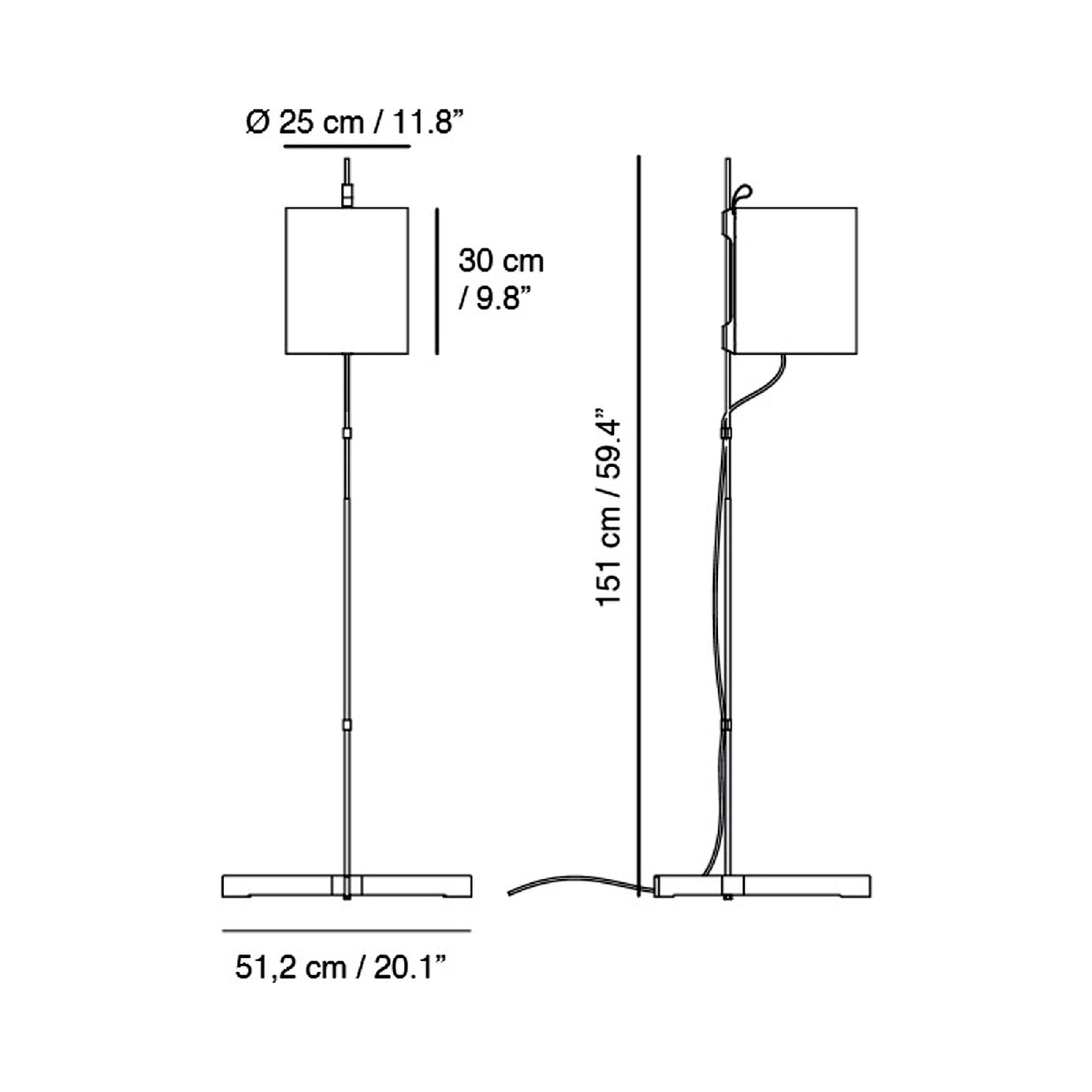Magnetic Floor Lamp - line drawing.