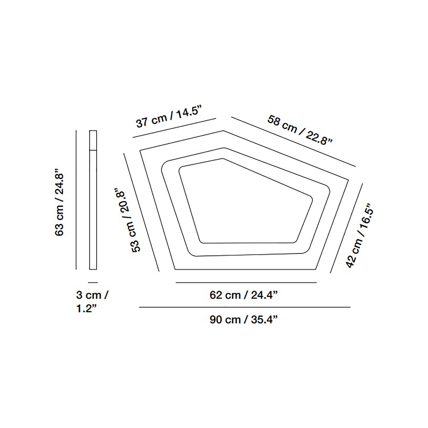 Nura LED Wall Light - line drawing.