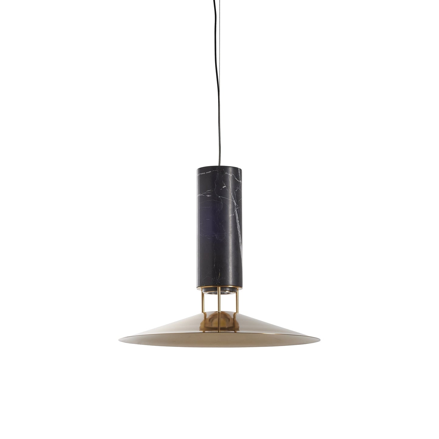 Rebound Pendant Light in Black/Brass Shade.