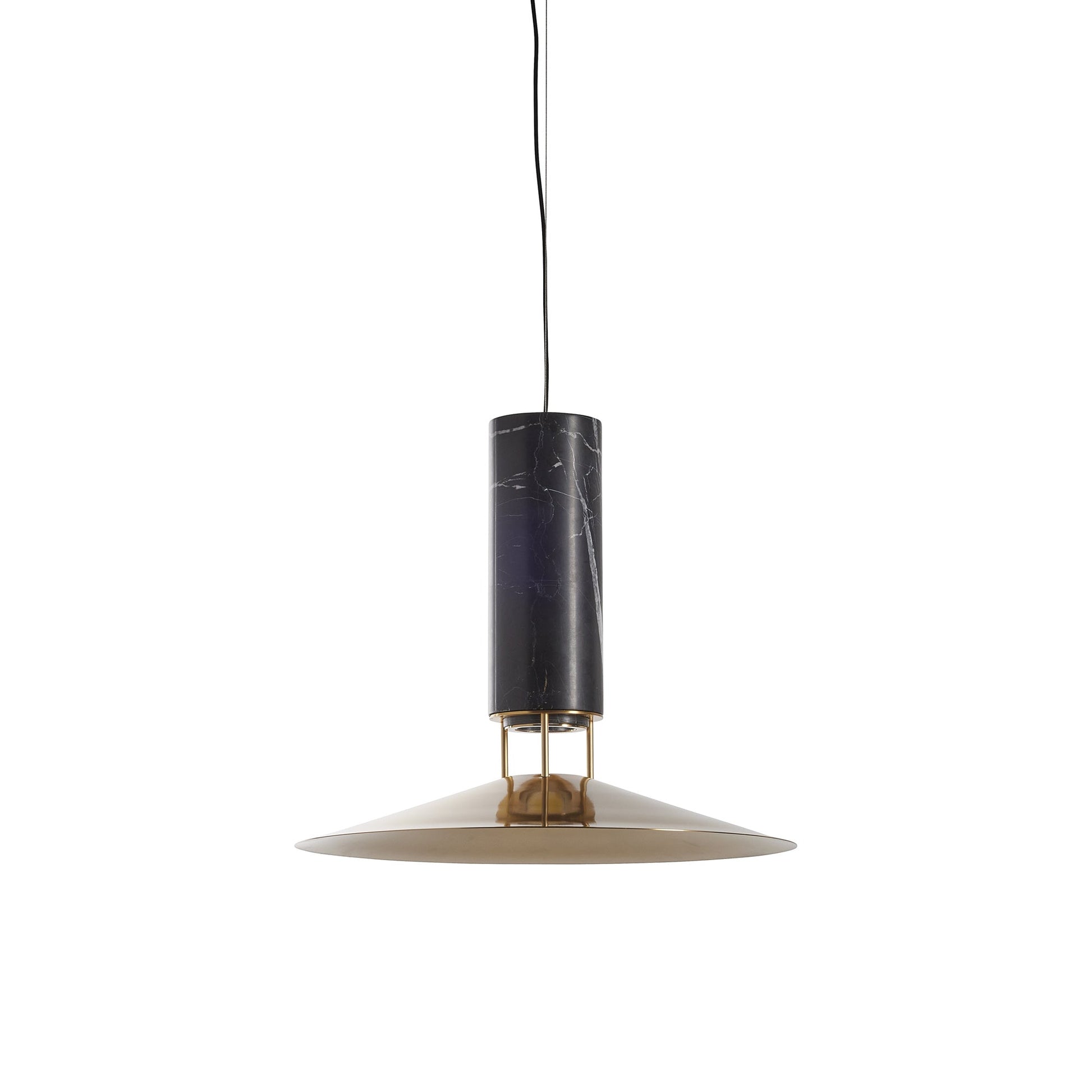 Rebound Pendant Light in Black/Brass Shade.