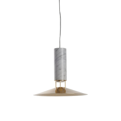 Rebound Pendant Light in White/Brass Shade.
