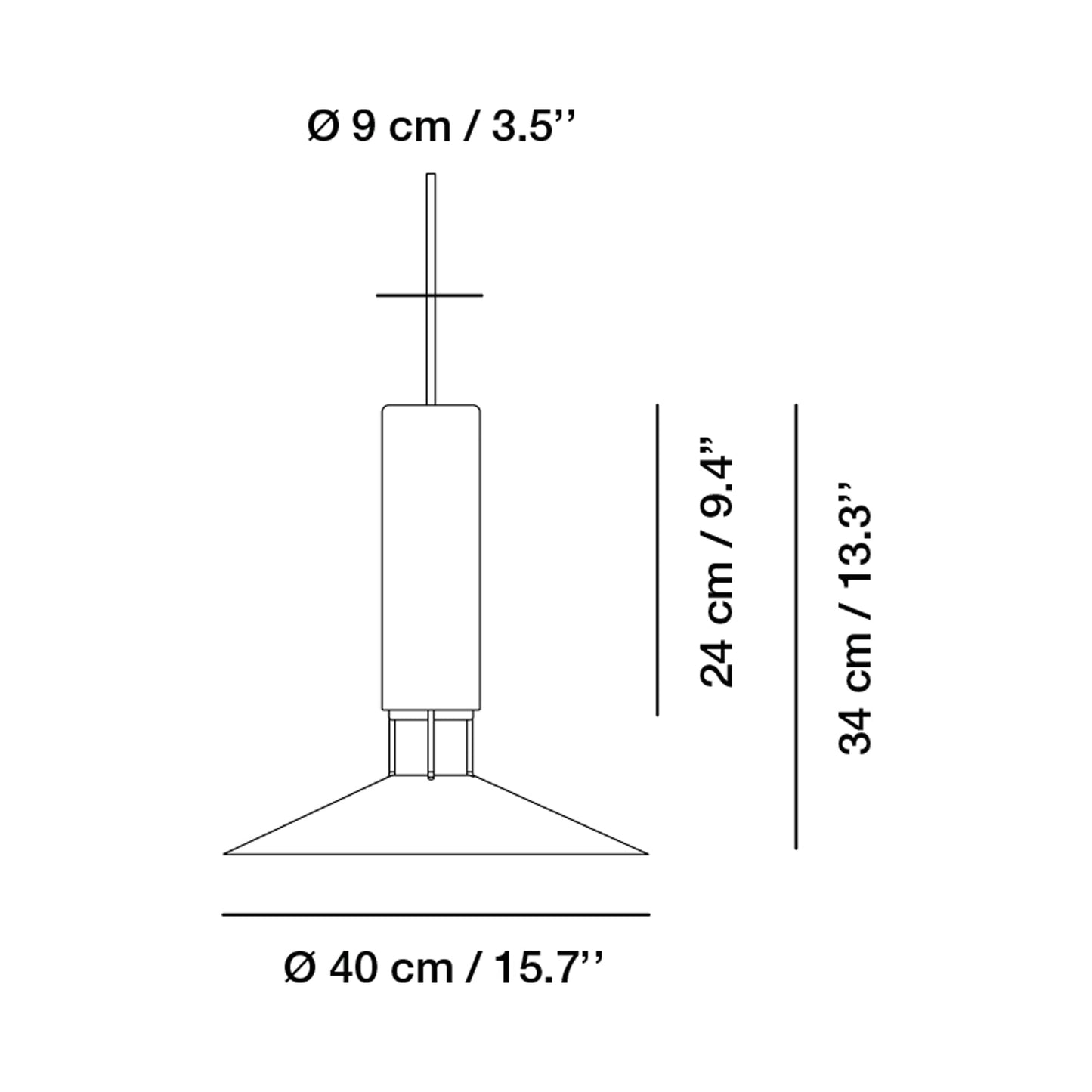 Rebound Pendant Light - line drawing.