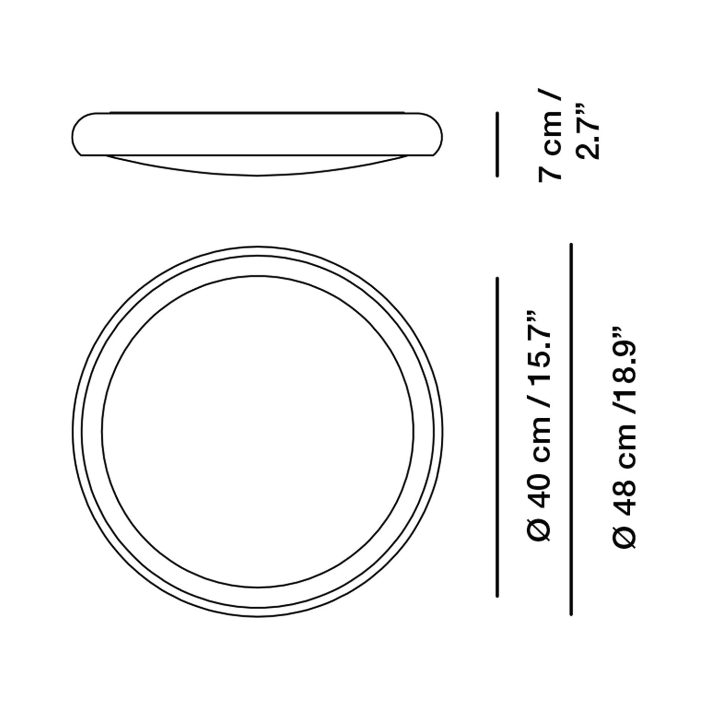 Sky LED Wall Light - line drawing.