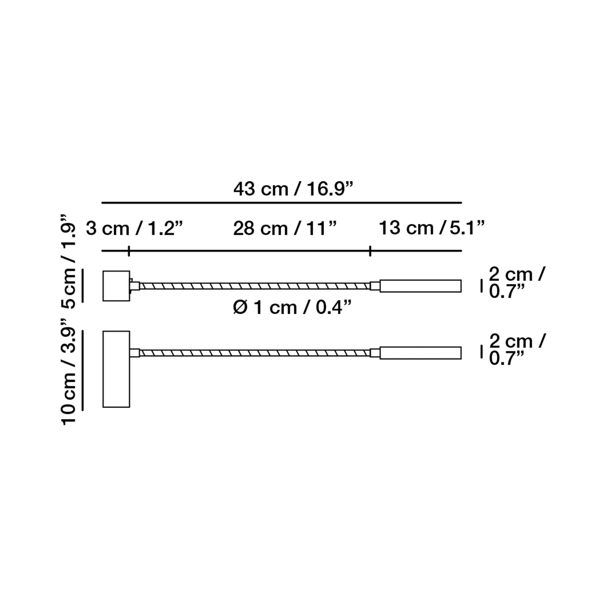 Snaik LED Wall Light - line drawing.