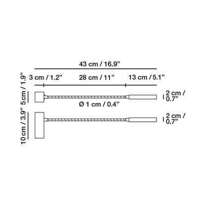 Snaik LED Wall Light - line drawing.