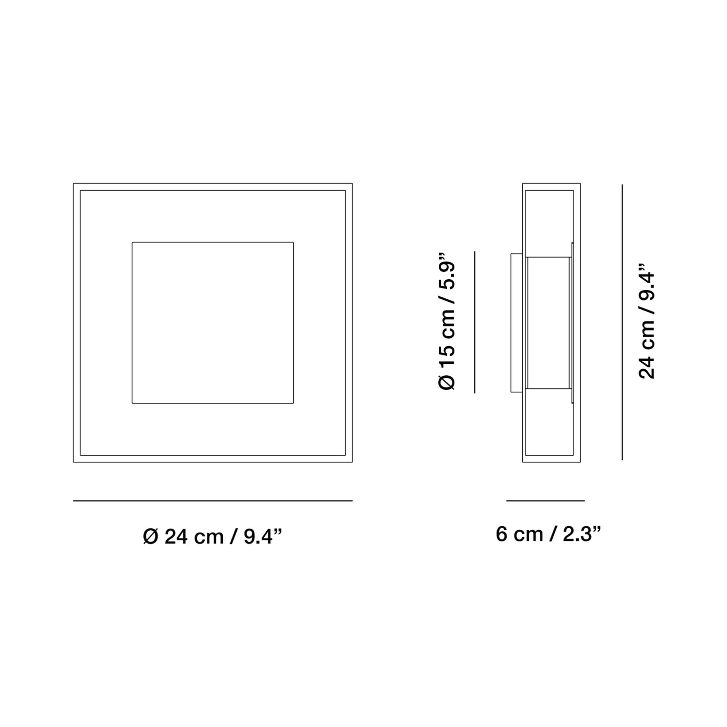 Yoko LED Wall Light - line drawing.