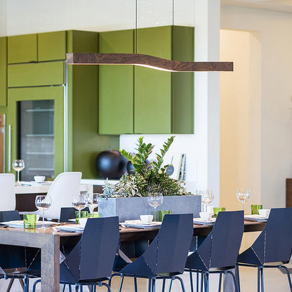 Camur LED Linear Pendant Light in dining room.