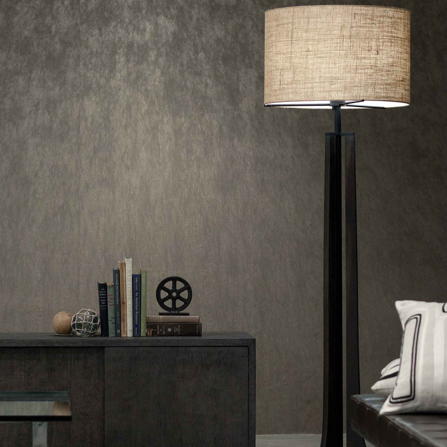 Forma LED Floor Lamp in living room.