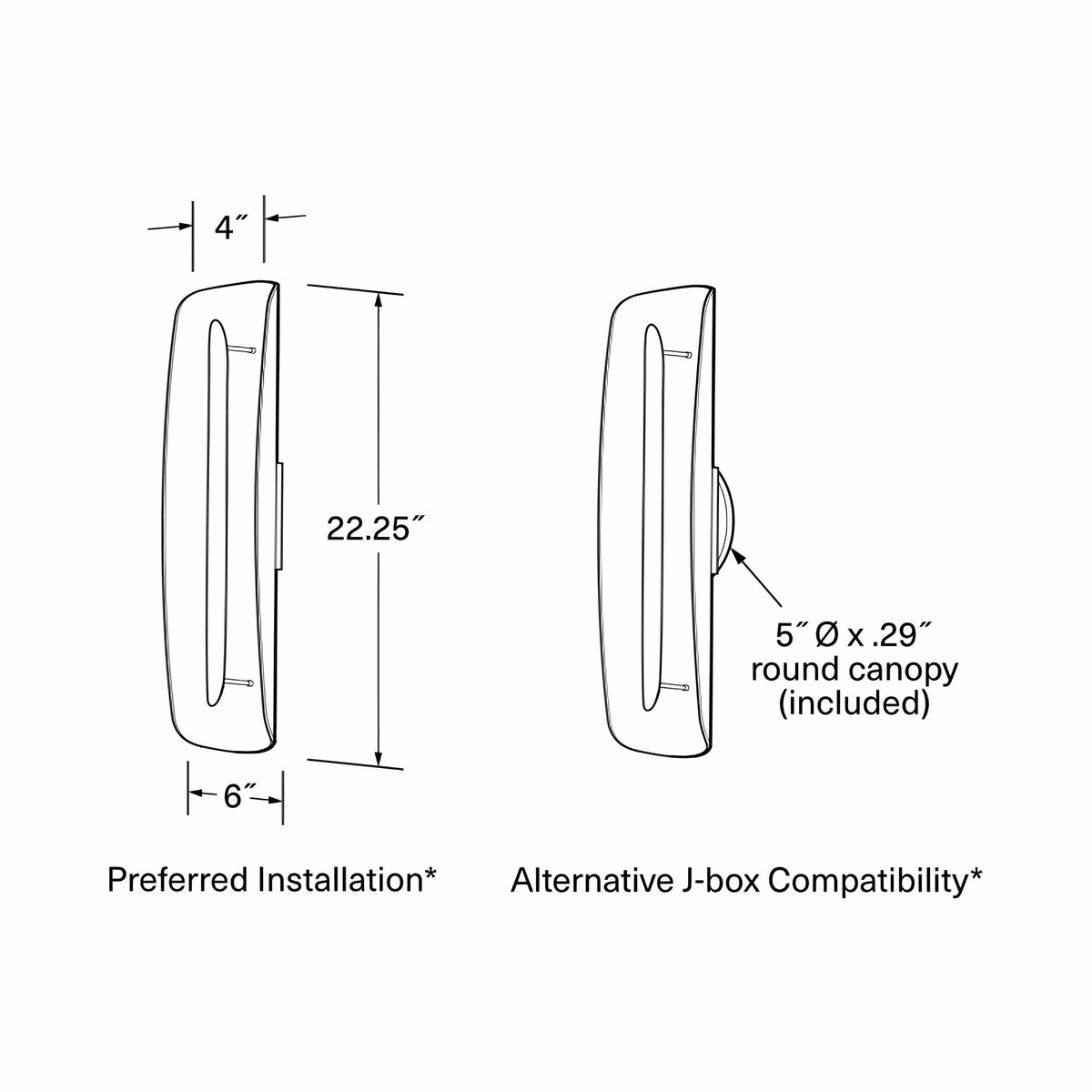 Grata Wall Light - line drawing.