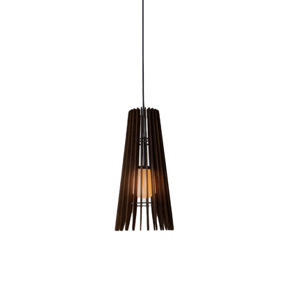 Lex LED Pendant Light in Dark Stained Walnut/Black (Small).