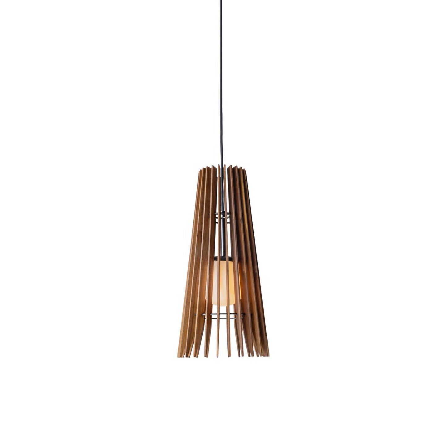 Lex LED Pendant Light in Walnut/Black (Small).