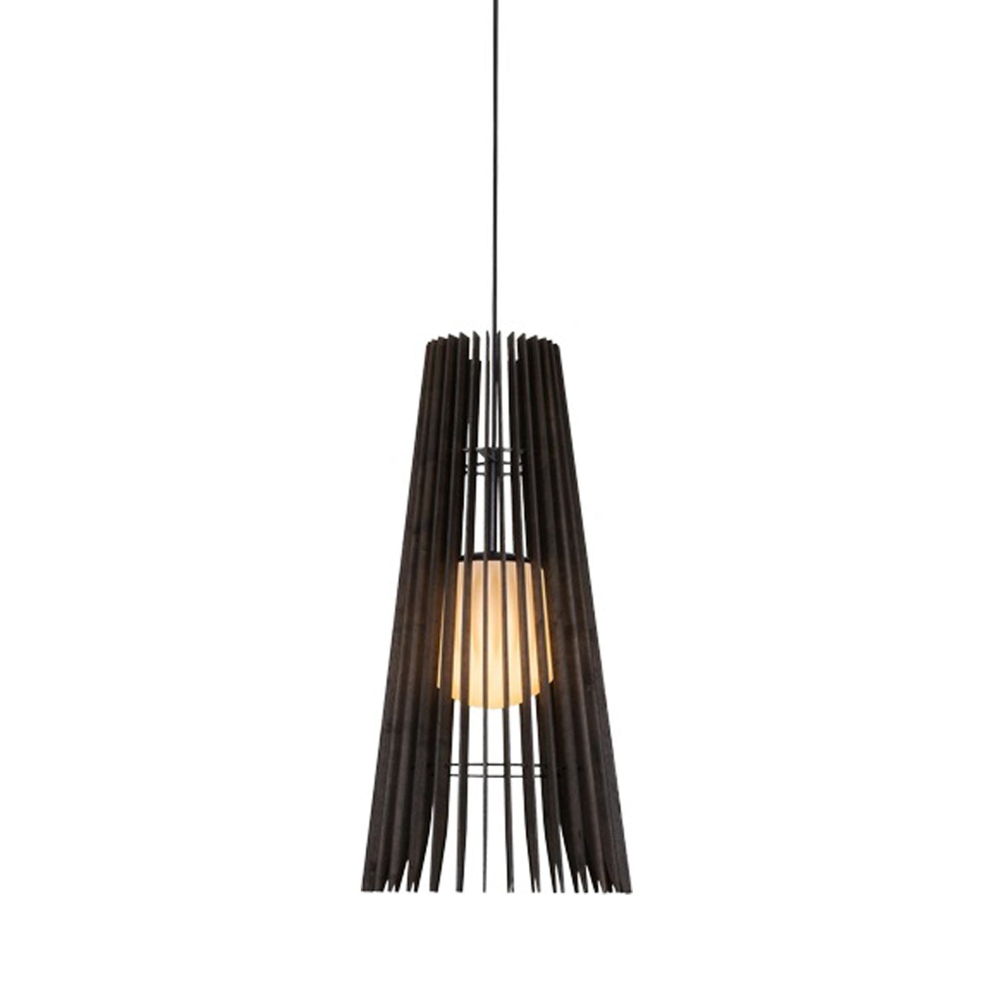 Lex LED Pendant Light in Dark Stained Walnut/Black (Large).