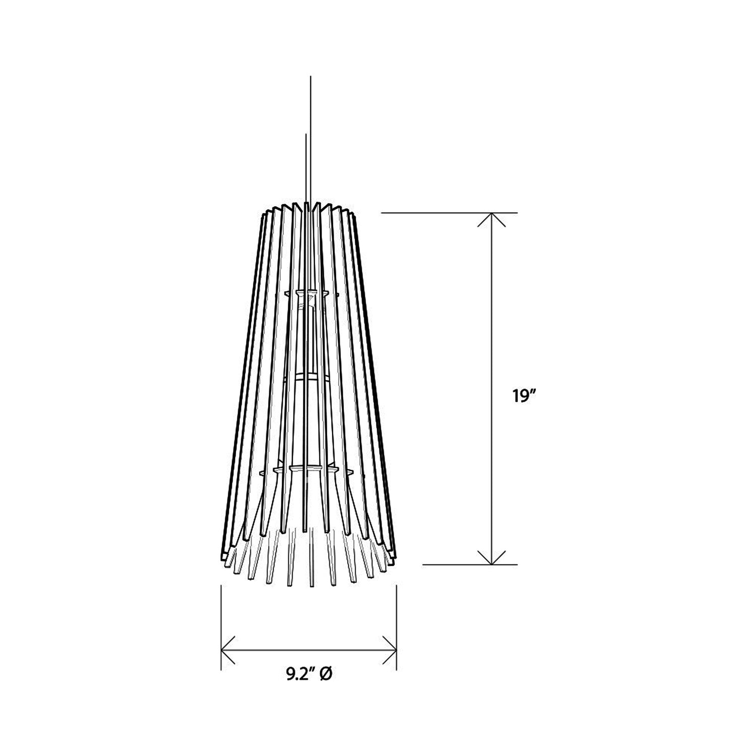 Lex LED Pendant Light - line drawing.