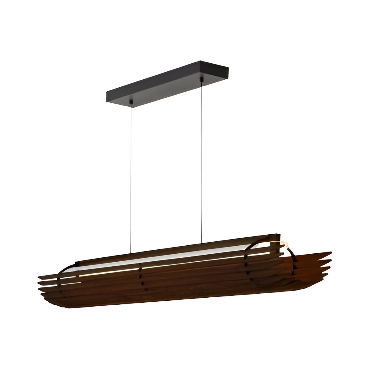 Lex Linear Pendant Light in Dark Stained Walnut.