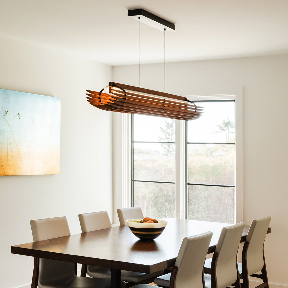 Lex Linear Pendant Light in dining room.