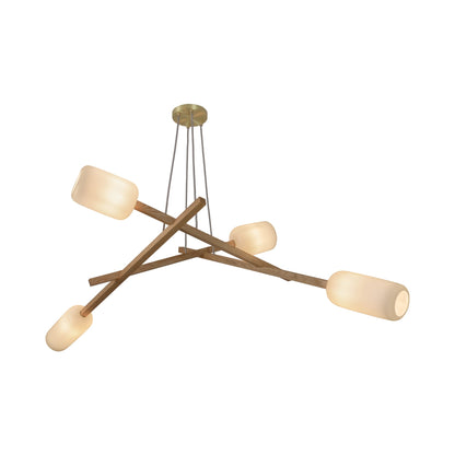 Locus Chandelier (Brushed Brass/White Oak).