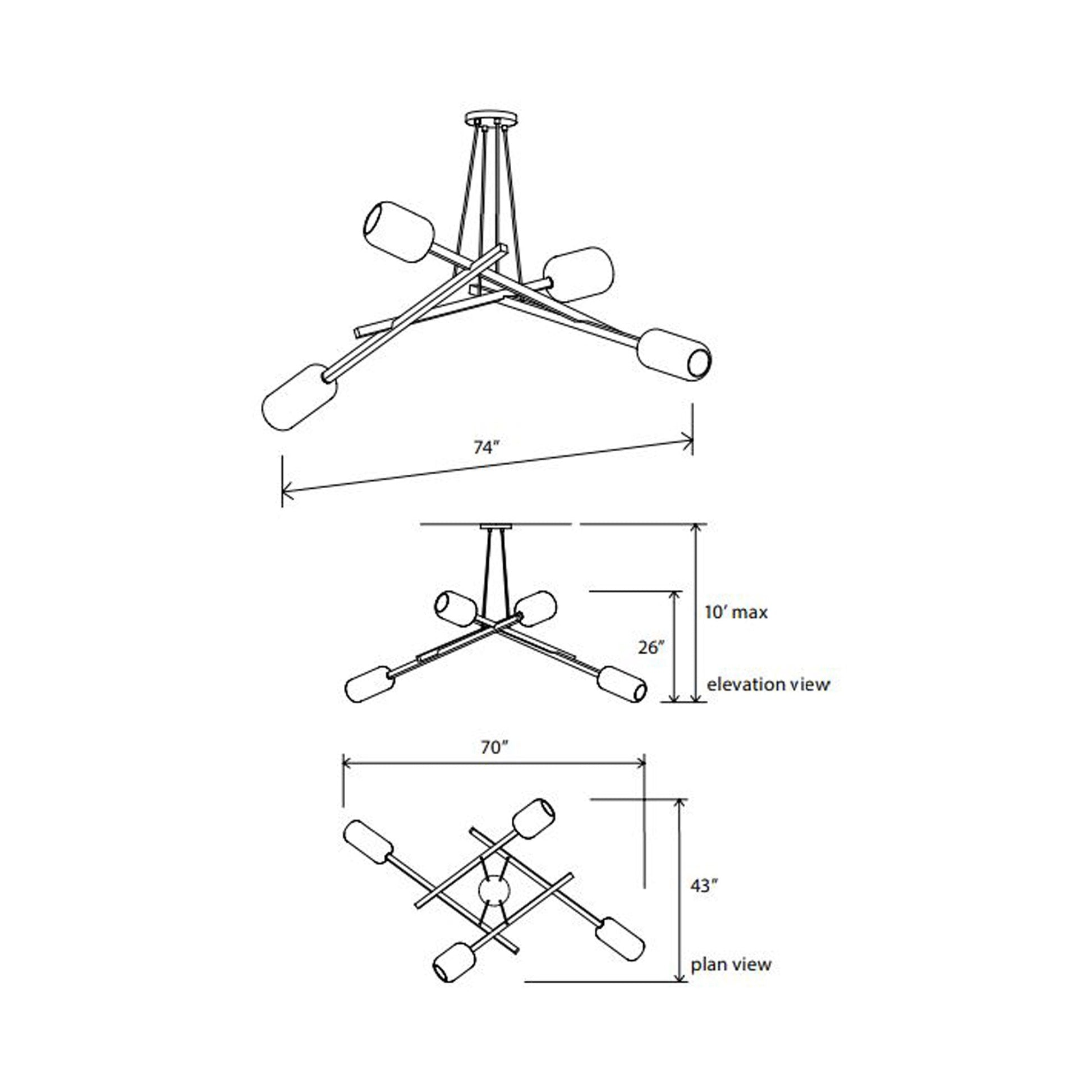 Locus Chandelier - line drawing.