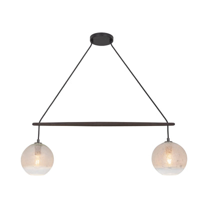 Miro Chandelier in Black/Dark Stained Walnut (Clear Bubble Glass).