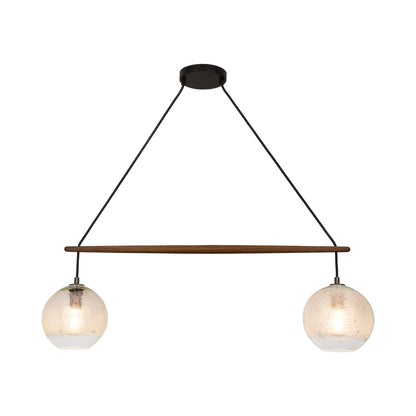 Miro Chandelier in Black/Walnut (Clear Bubble Glass).
