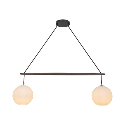 Miro Chandelier in Black/Dark Stained Walnut (White Bubble Glass).