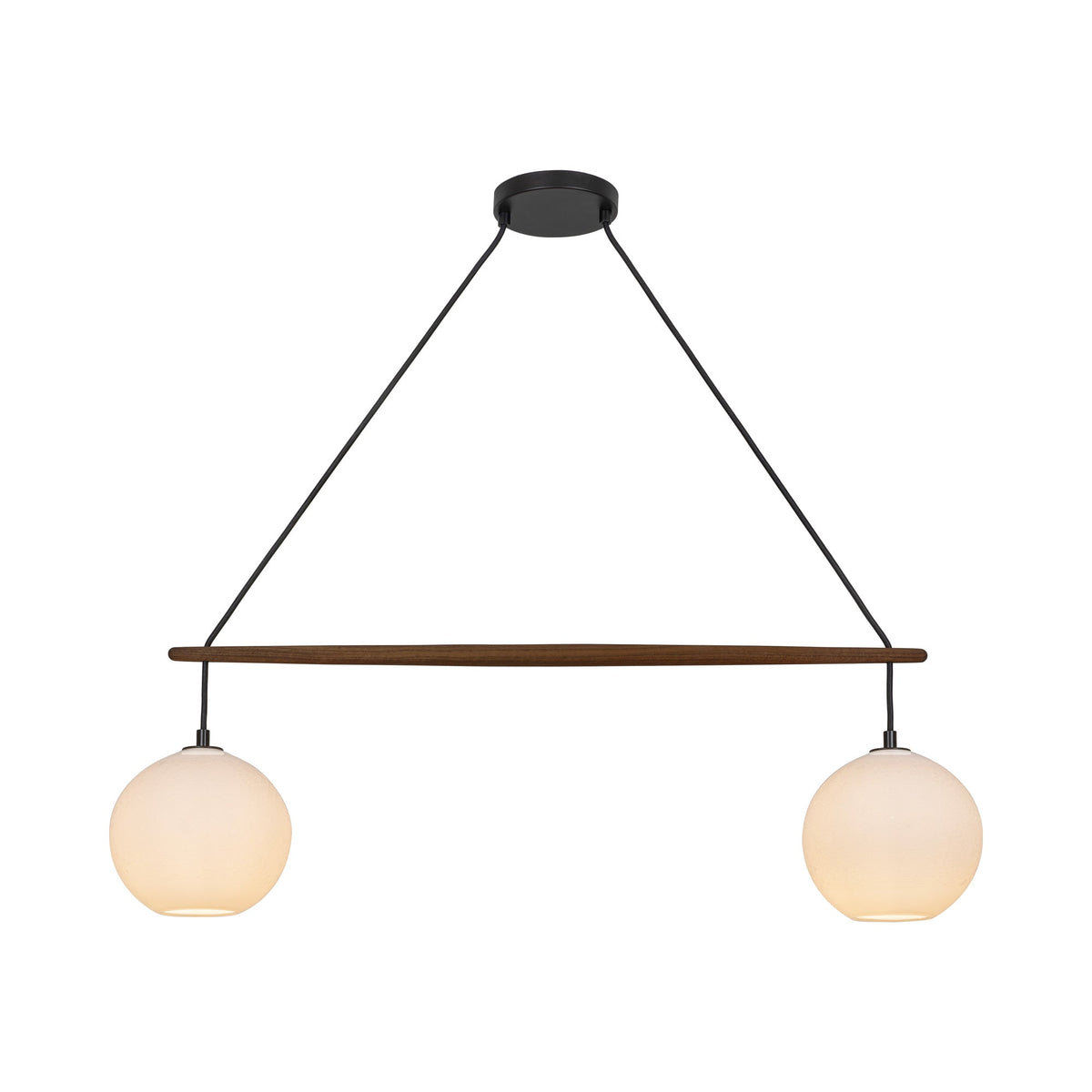 Miro Chandelier in Black/Walnut (White Bubble Glass).