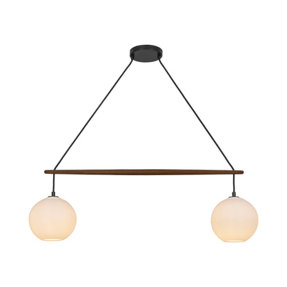 Miro Chandelier in Black/Walnut (White Bubble Glass).