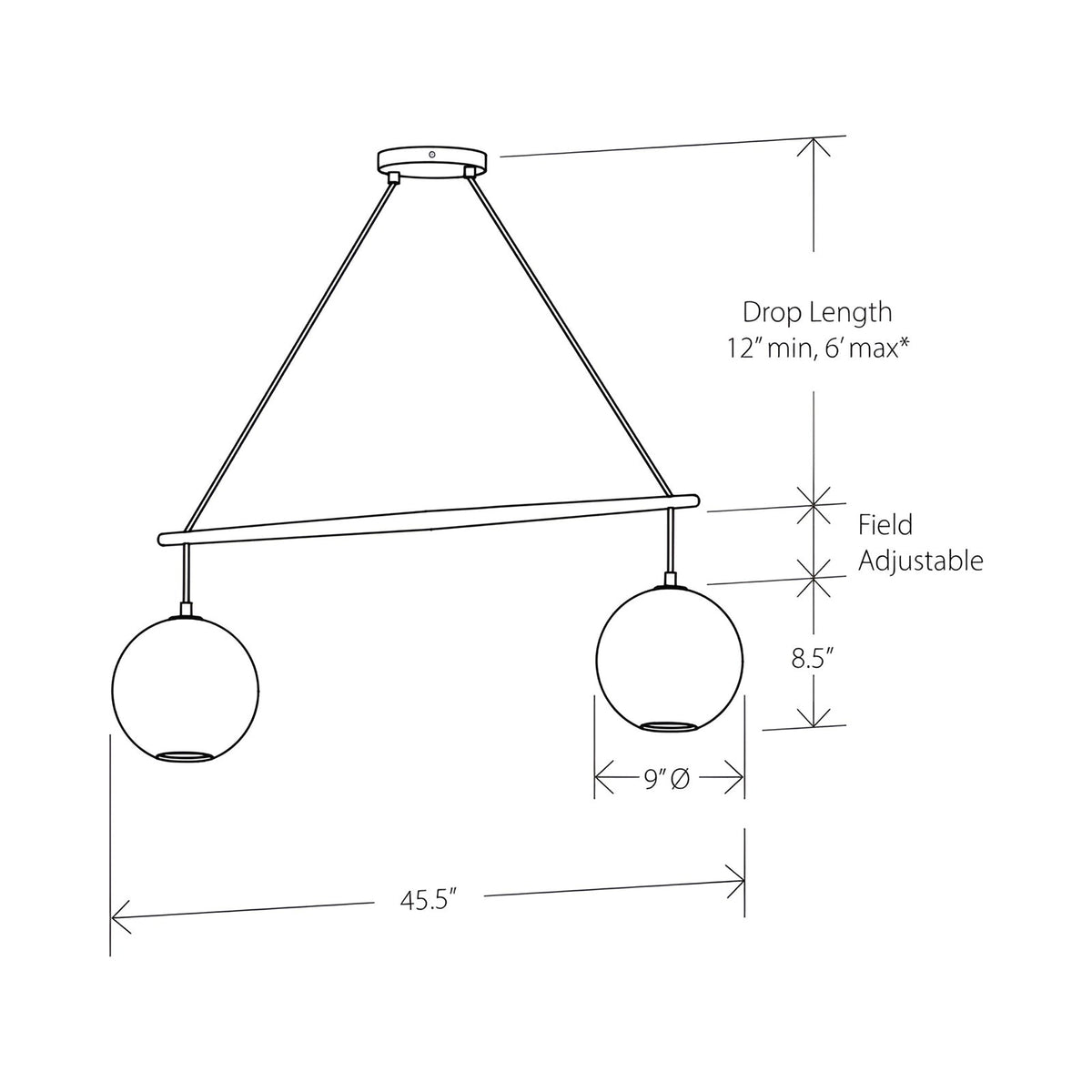 Miro Chandelier - line drawing.
