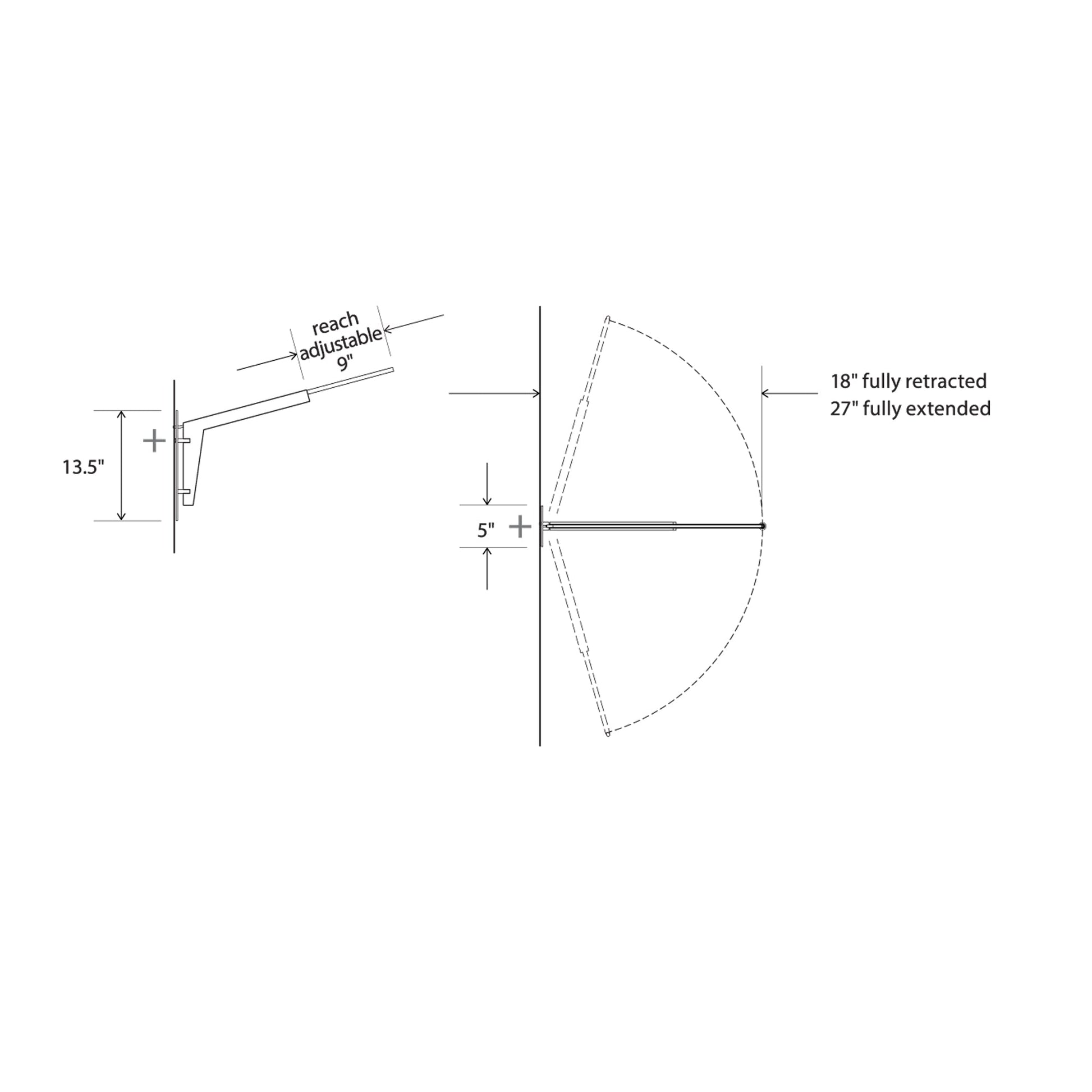Motus Swing Arm Bracket - line drawing.