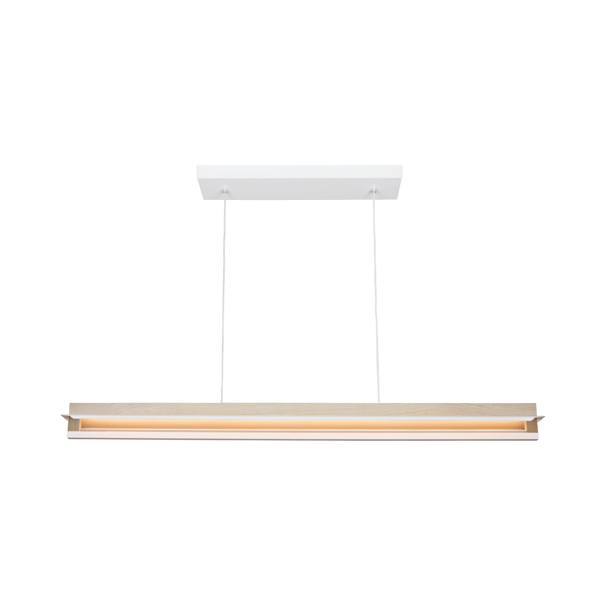 Nubis Linear Pendant Light in White/White Washed Oak (Linear Canopy).