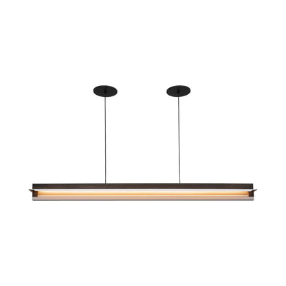 Nubis Linear Pendant Light in Black/Dark Stained Walnut (Split Canopy).