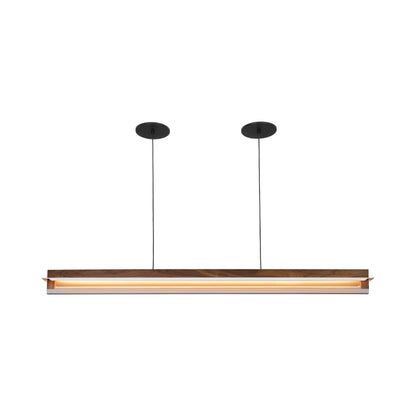 Nubis Linear Pendant Light in Black/Walnut (Split Canopy).
