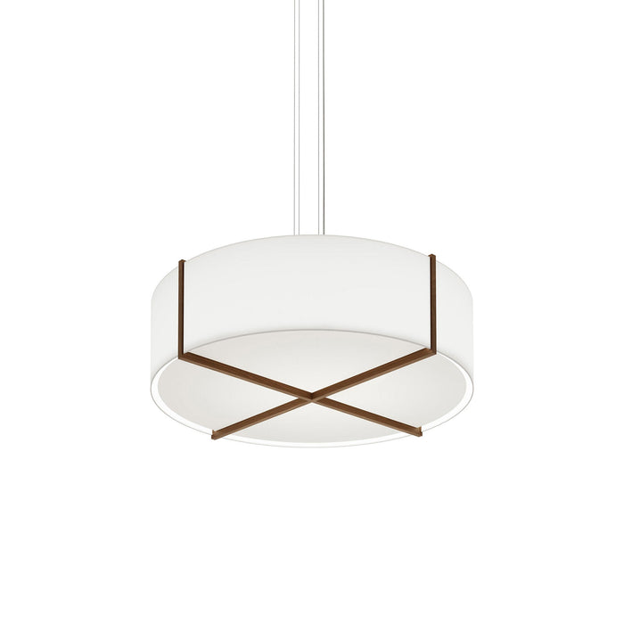 Plura 36 LED Pendant Light in Dark Stained Walnut/Frosted Polymer.